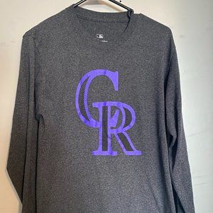 Men's Fanatics Colorado Rockies Long Sleeve Gray Shirt (Medium)